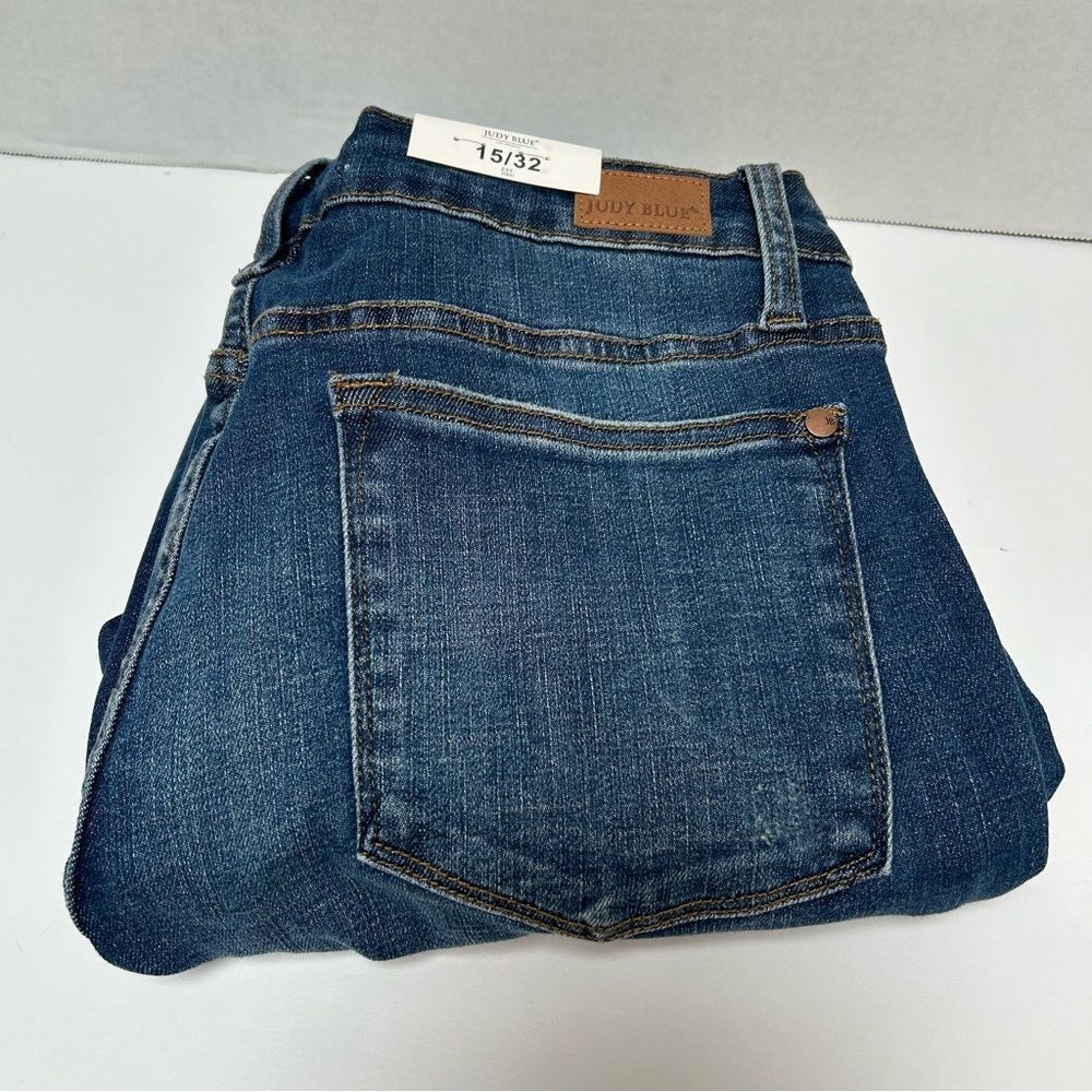 Judy Blue NWT Mid Rise Thermal Patch Skinny Jeans Style # 88307 Button Fly 15/32